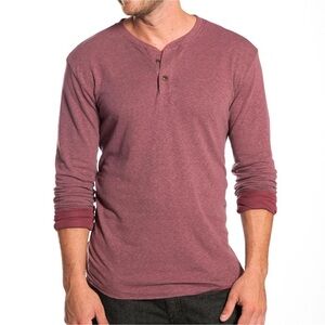 Marine Layer Men's Duofold Maroon Henley Size Large Shirt